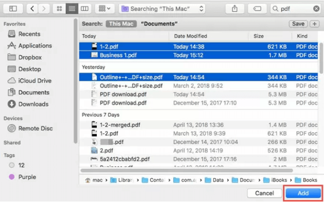 come aggiungere pdf a ibooks su mac