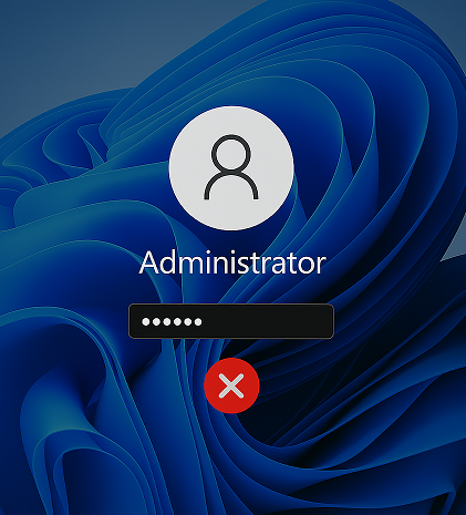 Schermata di accesso di Windows 11 che segnala una password errata