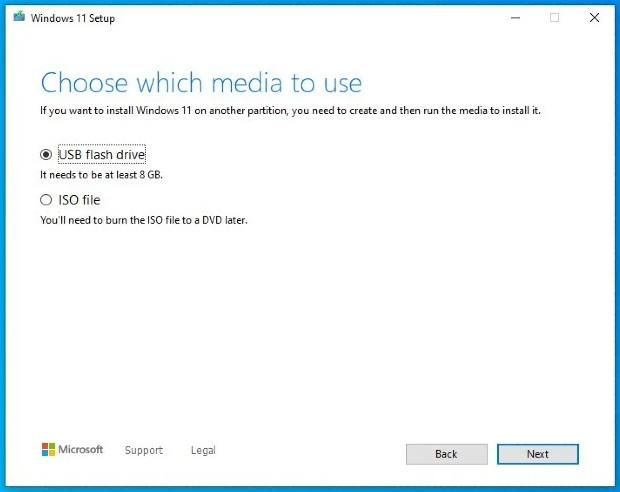 Crea supporto di installazione USB per Windows 11