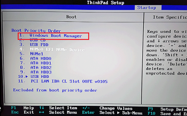 Portatile Lenovo: nel menu BIOS, naviga fino alla scheda di avvio