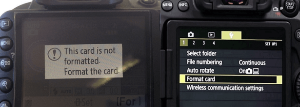 la fotocamera dice che è necessario formattare la scheda SD