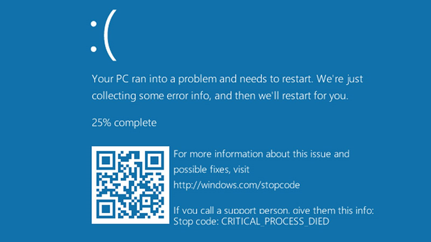 Screenshot della schermata blu di Windows 10/11 con codice di arresto 0x000000EF e messaggio CRITICAL_PROCESS_DIED