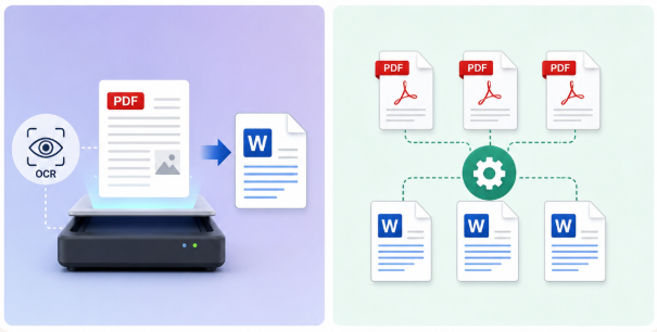 multiple pdf to docx with ocr support