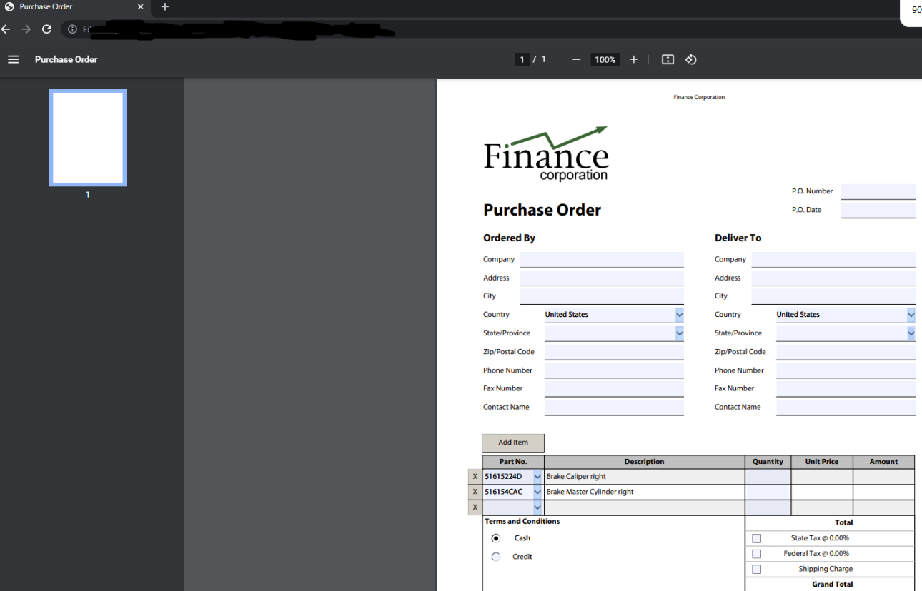 esempio di file PDF modulo XFA