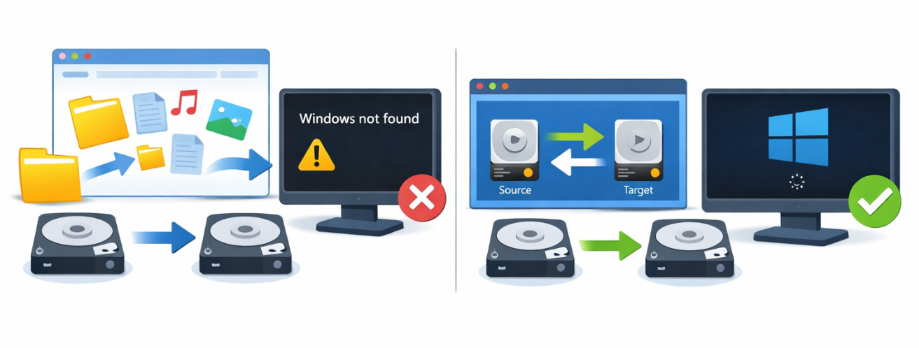 copia a livello di file vs clone del disco