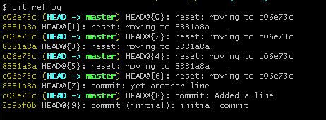 git reflog per trovare il commit