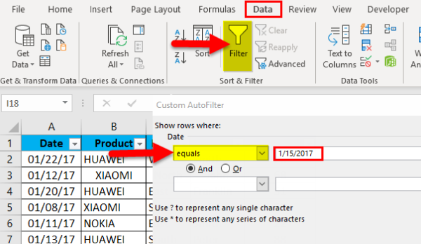 Dati > Filtro, filtra la prima colonna per l'intestazione ripetuta in Excel