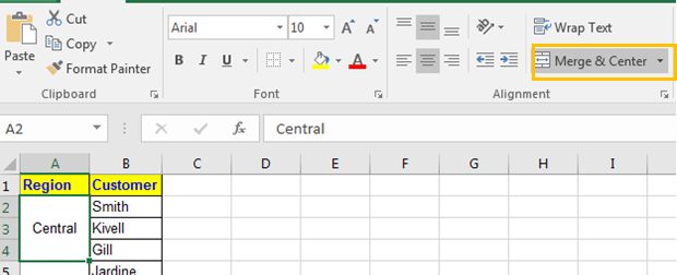 Annulla unione celle in Excel