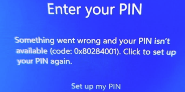 PIN: Si è verificato un problema